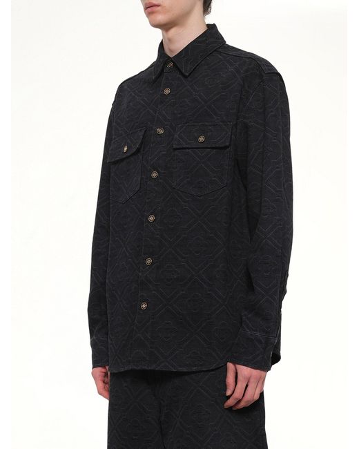 Casablanca Blue Laser Monogram Denim Shirt for men
