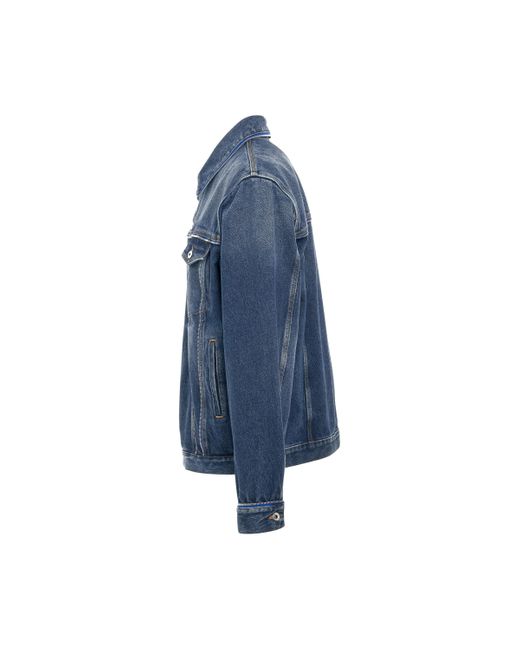 Off-White c/o Virgil Abloh Blue Off- Arrow Tab Zip Skate Fit Denim Jacket, Long Sleeves, , 100% Cotton, Size: Medium for men