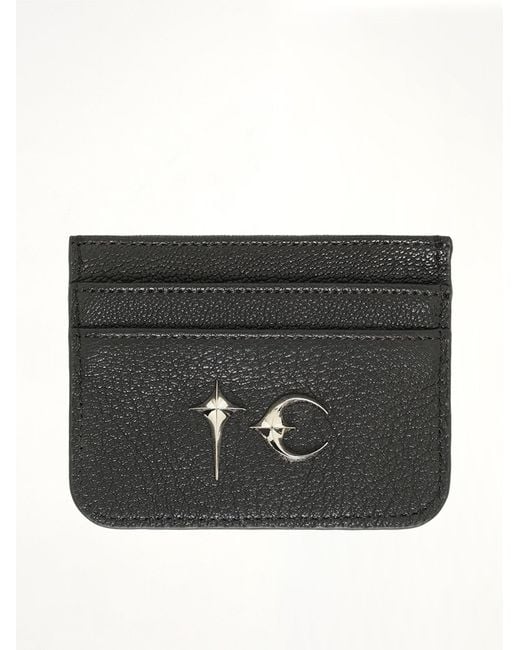 THUG CLUB Black Tc Leather Card Holder for men