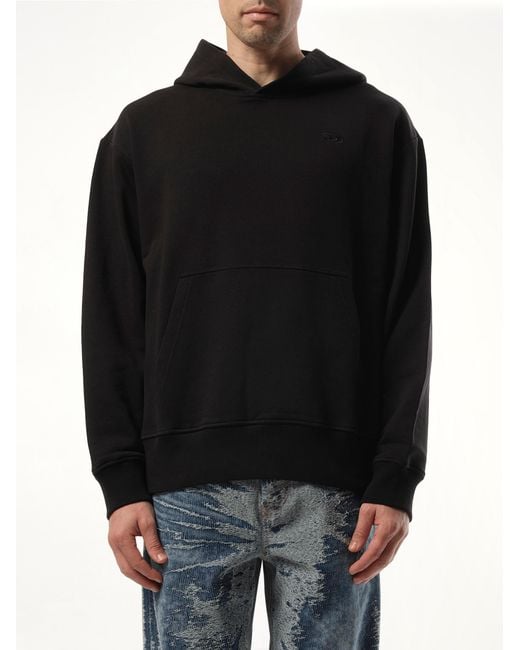 DIESEL Black S-Macs Oval D Hoodie for men