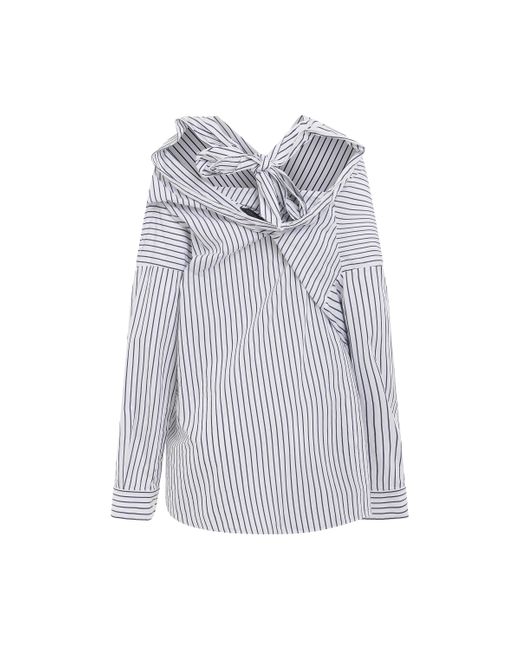 Balenciaga Knotted Vareuse Shirt In White/navy in Blue | Lyst