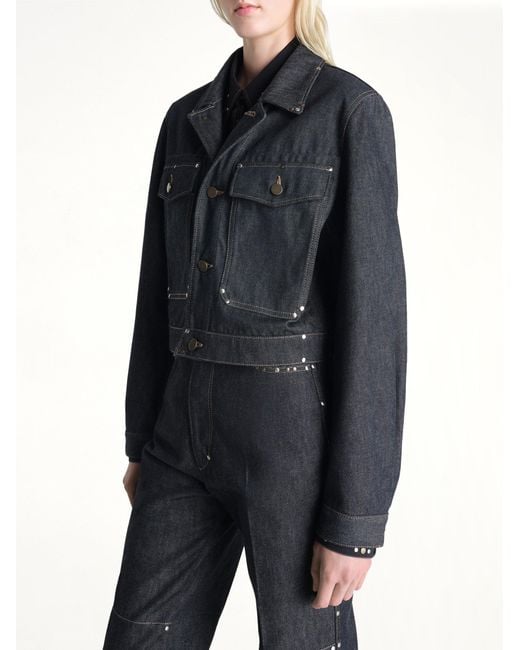 Lemaire Blue Cropped Blouson With Studs