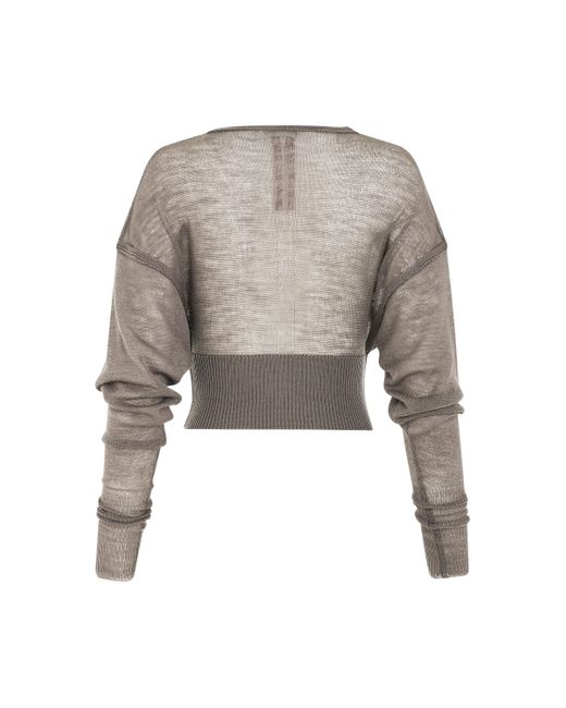 Rick Owens Gray Long Sleeve V Knit Sweater, , 100% New Wool