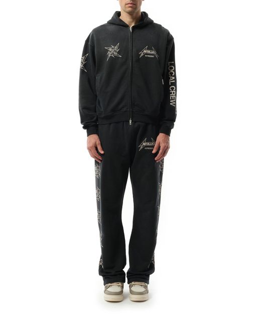 Represent Black Metallica 40 Year Anniversary Zip-Up Hoodie, Long Sleeves, 100% Cotton, Size: Medium for men