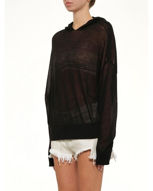Rick Owens Black Light Hun Hoodie