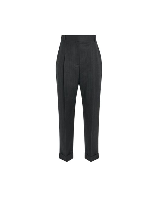 Alexander McQueen Black Cigarette Pants, Dark, 100% Wool