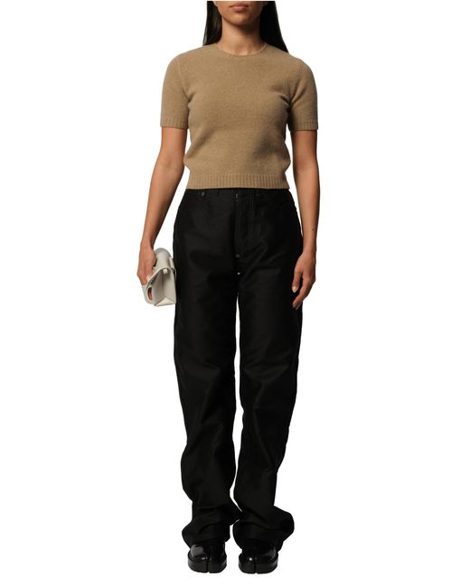Maison Margiela Black Lambswool Short Sleeve Sweater, 100% Wool, Size: Medium