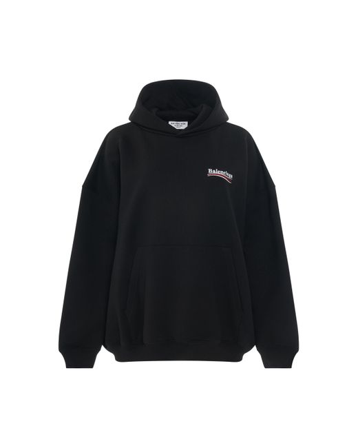 Balenciaga Black Embroidered Political Campaign Oversized Hoodie, Long Sleeves, /, 100% Cotton