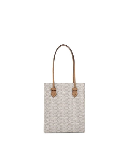 Moreau White Cannes Vertical Tote Gm With Stripes, 100% Canvas