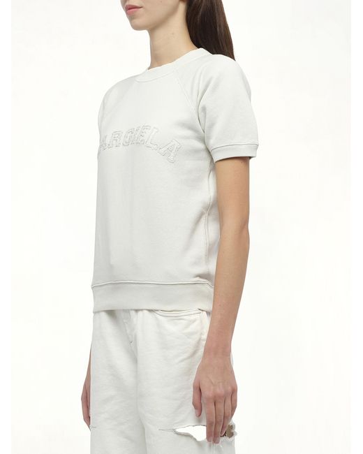 Maison Margiela White Margiela Short Sleeve Sweatshirt, 100% Cotton