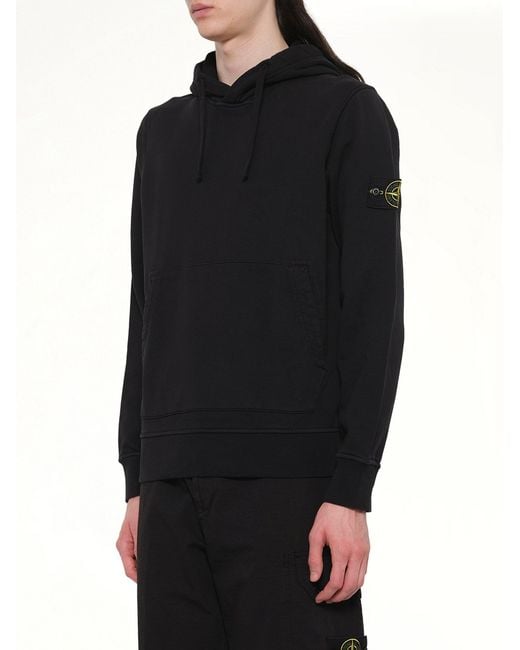 Stone Island Black 6100062 Cotton Fleece Hoodie for men