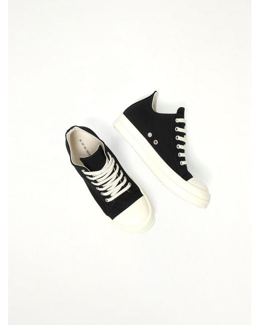 Rick Owens Black Low Sneaks Sneakers, 100% Cotton
