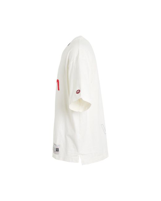 Maison Mihara Yasuhiro White Nasa Printed T-Shirt, Round Neck, Short Sleeves, , 100% Cotton for men