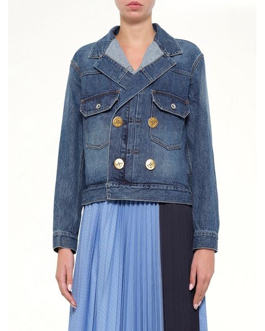 Sacai Blue Double Breasted Denim Jacket