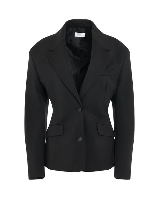 Off-White c/o Virgil Abloh Black Wool Blend Round Jacket, Long Sleeves, 100% Cotton