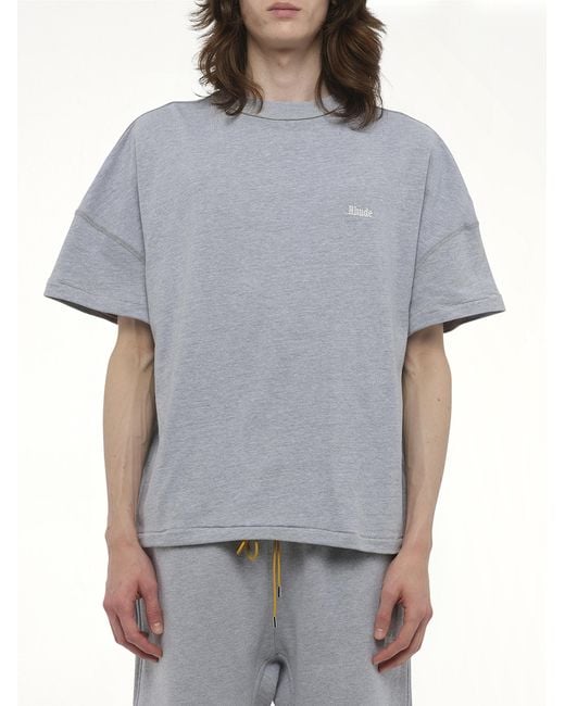 Rhude Gray Classique Reverse T-Shirt, 100% Cotton, Size: Small for men