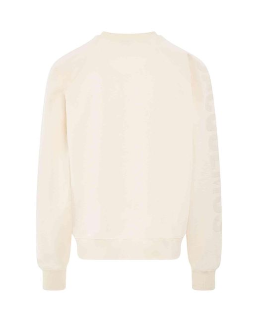 Jacquemus White Typo Sleeve Logo Sweatshirt, 100% Cotton, Size: Medium for men
