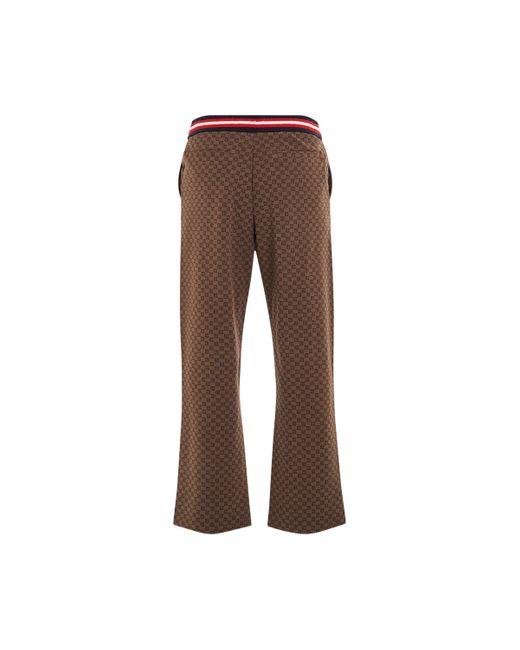 Balmain Brown 'Monogram Jacquard Pyjama Pants, , 100% Cotton, Size: Small for men
