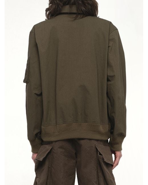 Sacai Green Rip Stop Blouson Bomber Jacket, 100% Polyester for men