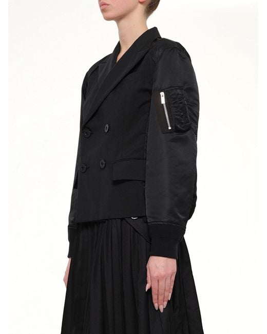 Sacai Black Suiting X Nylon Twill Jacket