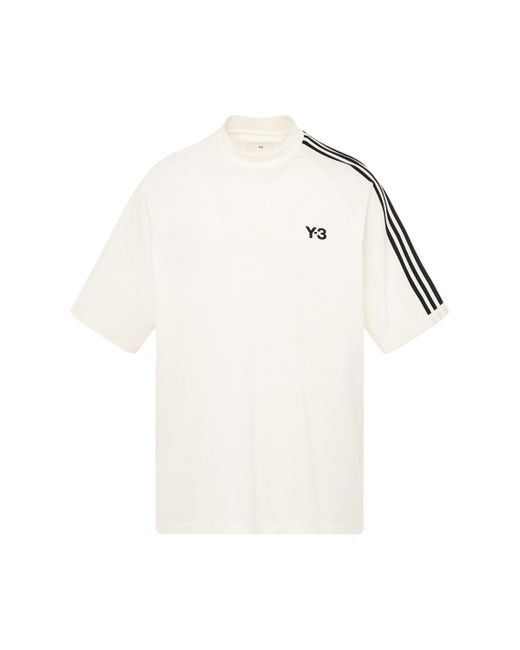 Y-3 White '3 Stripes Short Sleeve T-Shirt, Round Neck, Off/, 100% Cotton, Size: Small for men