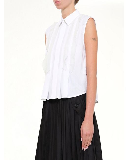 Sacai White Ss Poplin Shirt