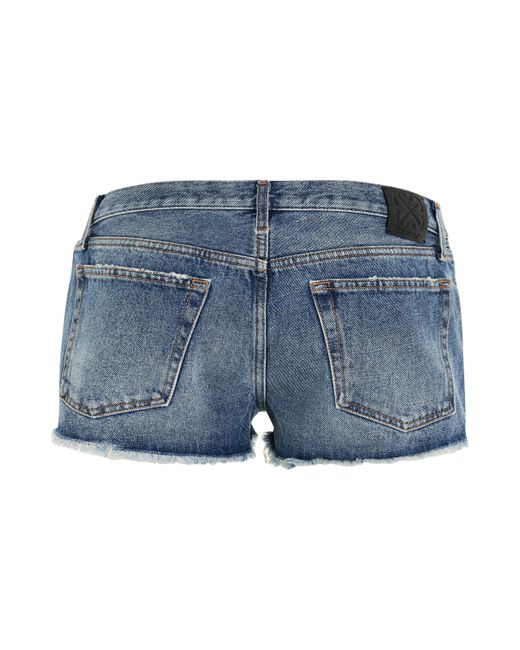 Off-White c/o Virgil Abloh Blue Off- Denim Shorts, , 100% Cotton