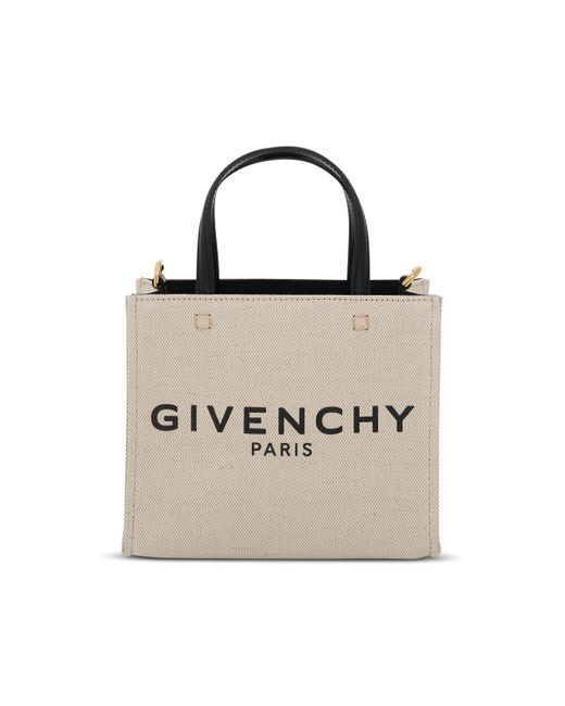 Givenchy Mini G Tote Shopping Bag In Canvas In Beige in Beige/Black ...