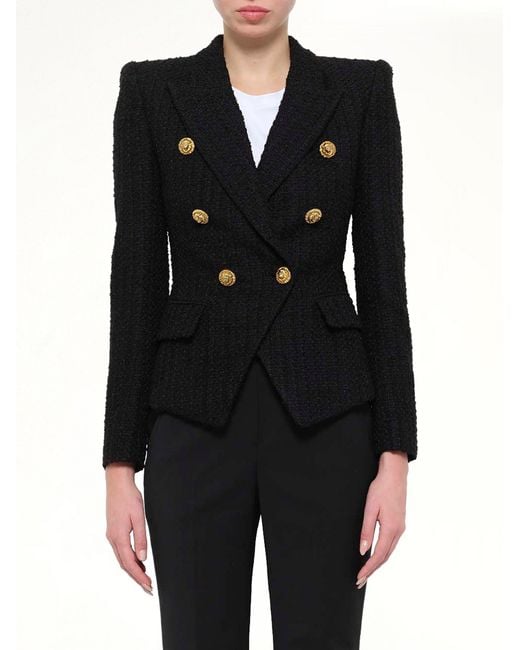 Balmain Black 6 Btn Tweed Jacket