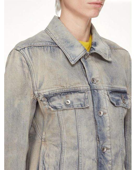 Rick Owens Gray Trucker Worker Jacket, 100% Cotton