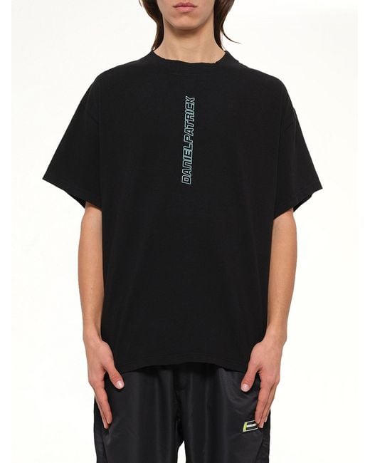 Daniel Patrick Black Vertical Logo T-Shirt for men