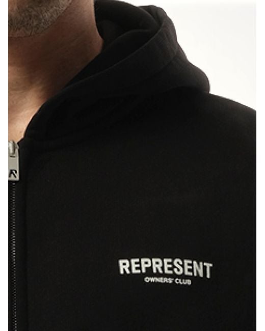 Represent Black Oversized Cotton Zip Hoodie for men