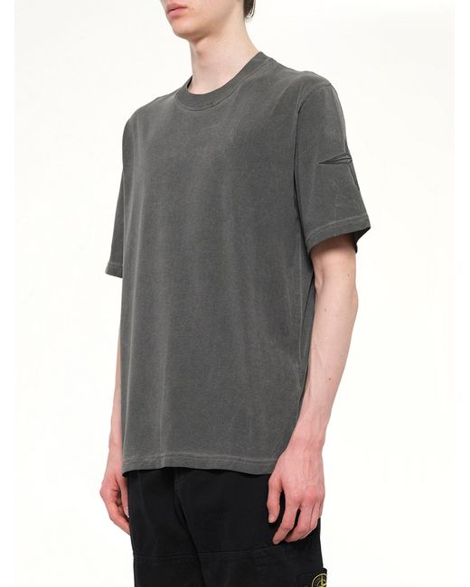 Stone Island Gray 2100024 Garment Dyed T-Shirt for men