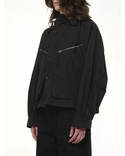 Lemaire Black Parachute Blouson Bomber Jacket, 100% Cotton for men