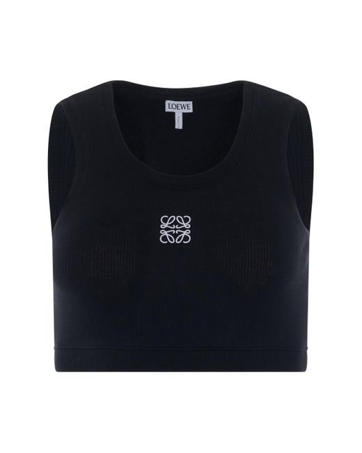 Loewe Black 'Cropped Anagram Tank Top, Round Neck, /, 100% Cotton, Size: Small