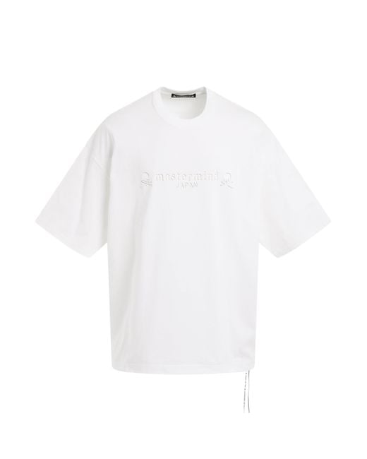Mastermind Japan White Classic Logo And Skull Boxy Fit T-Shirt, Short Sleeves, , 100% Cotton, Size: Large for men