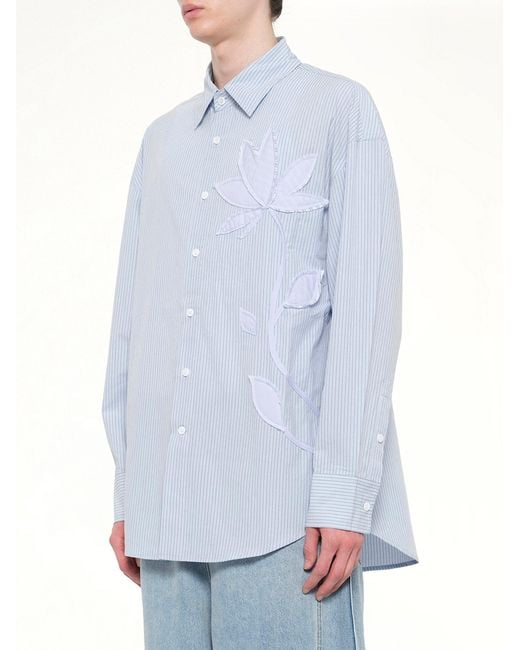 Feng Chen Wang Blue Plants Patched Shirt for men