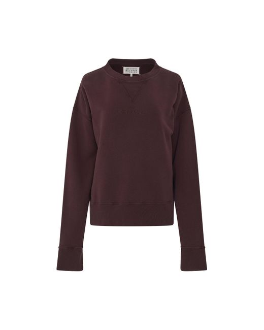 Maison Margiela Purple Upside Down Logo Cotton Sweatshirt, Round Neck, Long Sleeves, , 100% Cotton