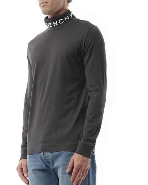 Givenchy Gray Faded Logo Dyed Long Sleeve T-Shirt, 100% Cotton for men