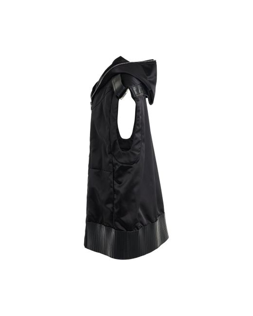 Rick Owens Black Lido Sleeveless Zip Vest With Hood, , 100% Calf Leather for men