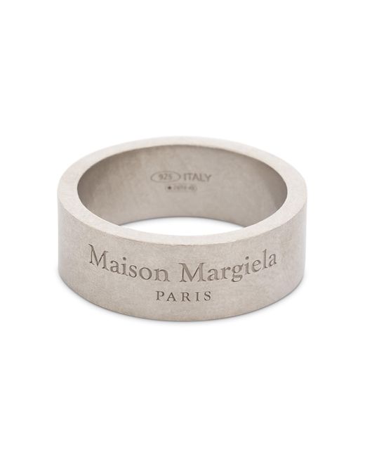 Maison Margiela White Etched Logo Ring, , 100 for men