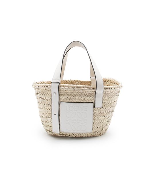 Loewe White Small Basket Bag, Natural/, 100% Calfskin Leather