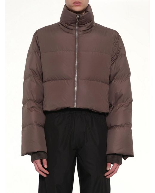 Rick Owens Men's Brown X Moncler Cropped Cyclopic Jacket