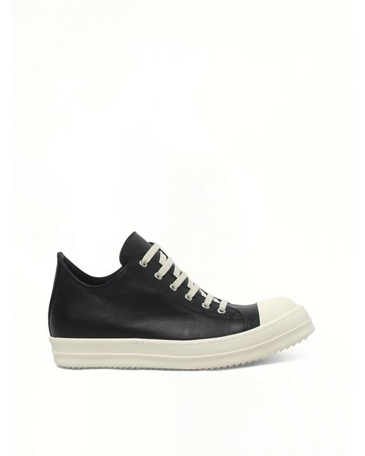 Rick Owens Black Low Sneaks Sneakers, 100% Calf Leather for men