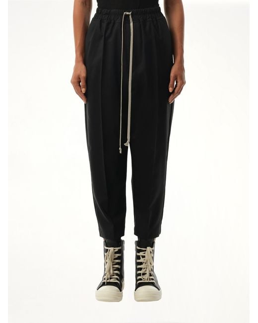 Rick Owens Black Drawstring Astaires Cropped Pants