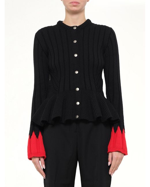 McQueen Black Peplum Cardigan