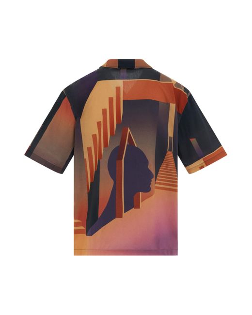 Egonlab Multicolor 'Graphic Bowling Shirt, Short Sleeves, , 100% Cotton, Size: Small for men