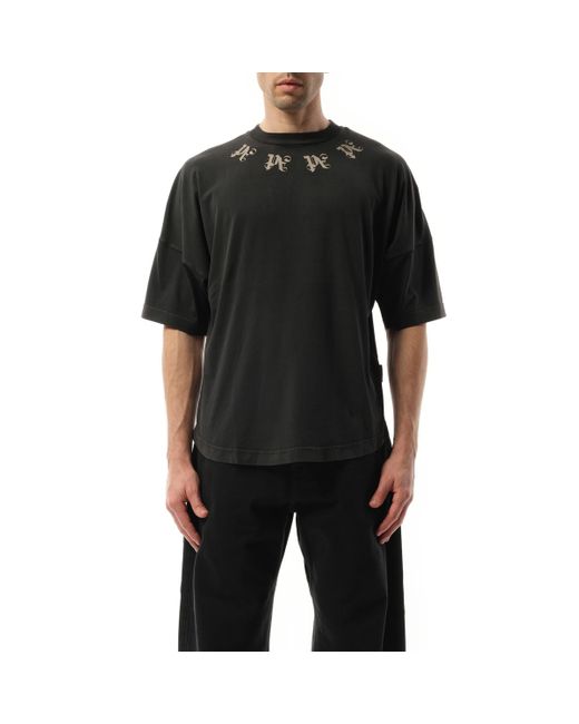 Palm Angels Black 'Statement Monogram Over T-Shirt, /, 100% Cotton, Size: Small for men