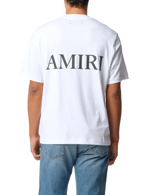 Amiri White Ma Core Logo T-Shirt, Round Neck, Short Sleeves, 100% Cotton, Size: Small for men