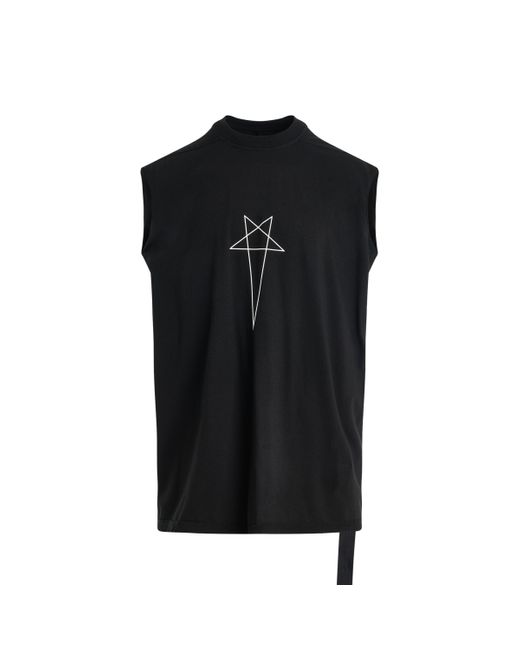 Rick Owens Black Pentagram Print Tarp T-Shirt, /Milk, 100% Cotton, Size: Medium for men